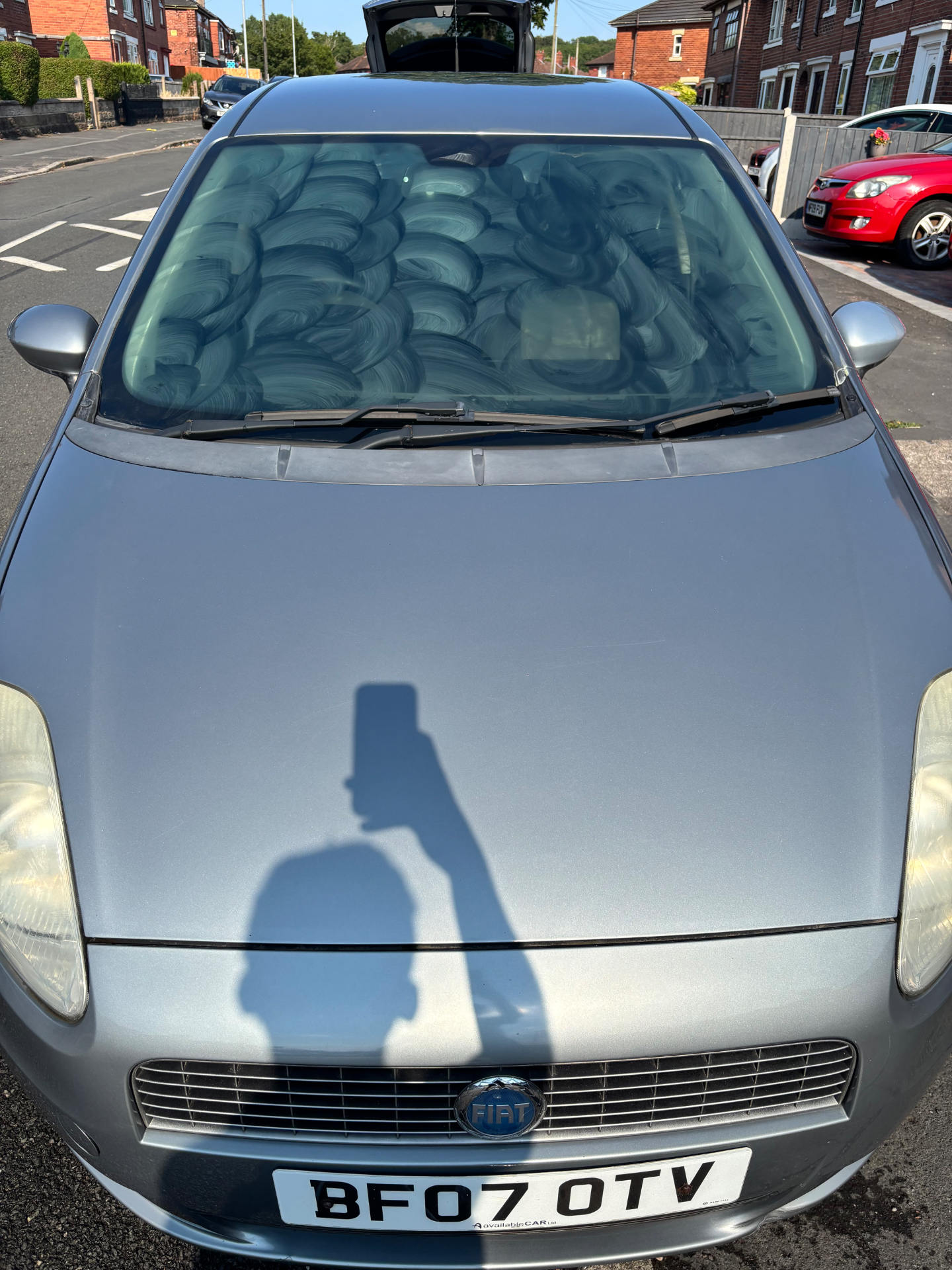 Fiat with window water repellent treatment applied to the windshield
