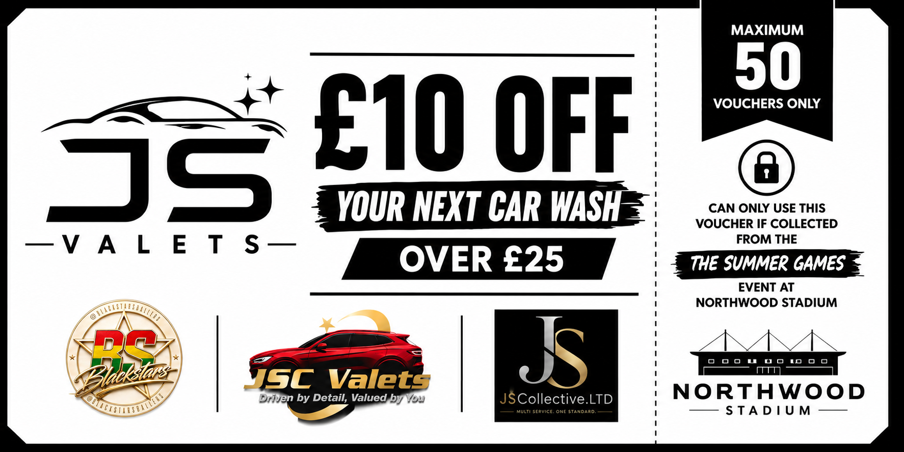 JS Valets — £10 off voucher, redeemable on your next car wash over £25