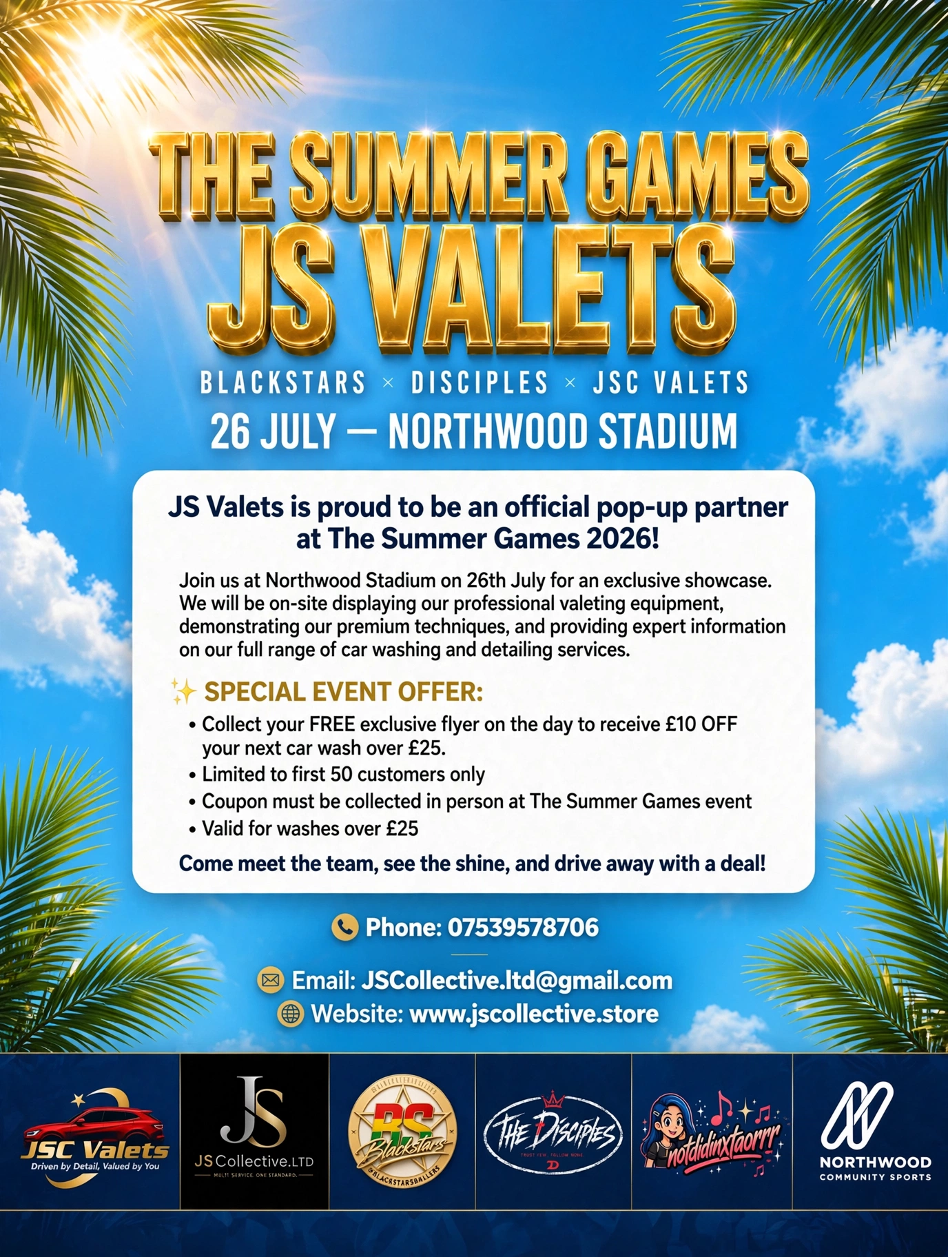 JS Valets — official pop-up partner at The Summer Games